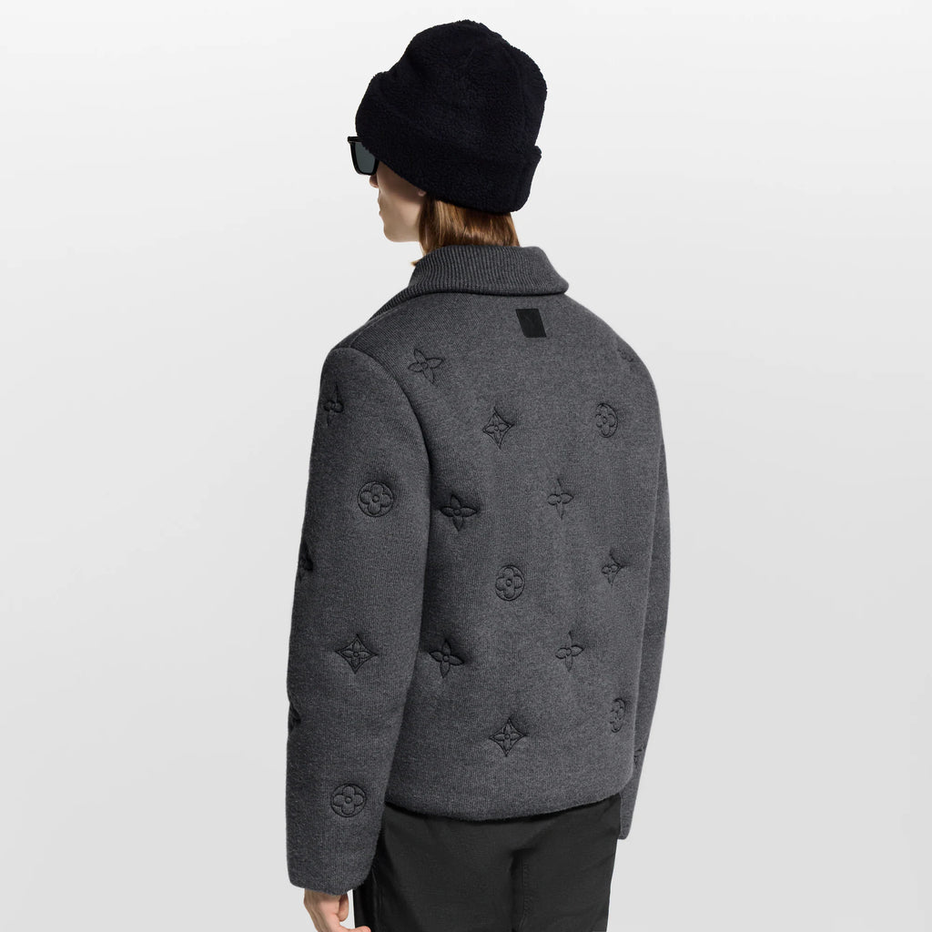 elegant monogram knitted down blouson