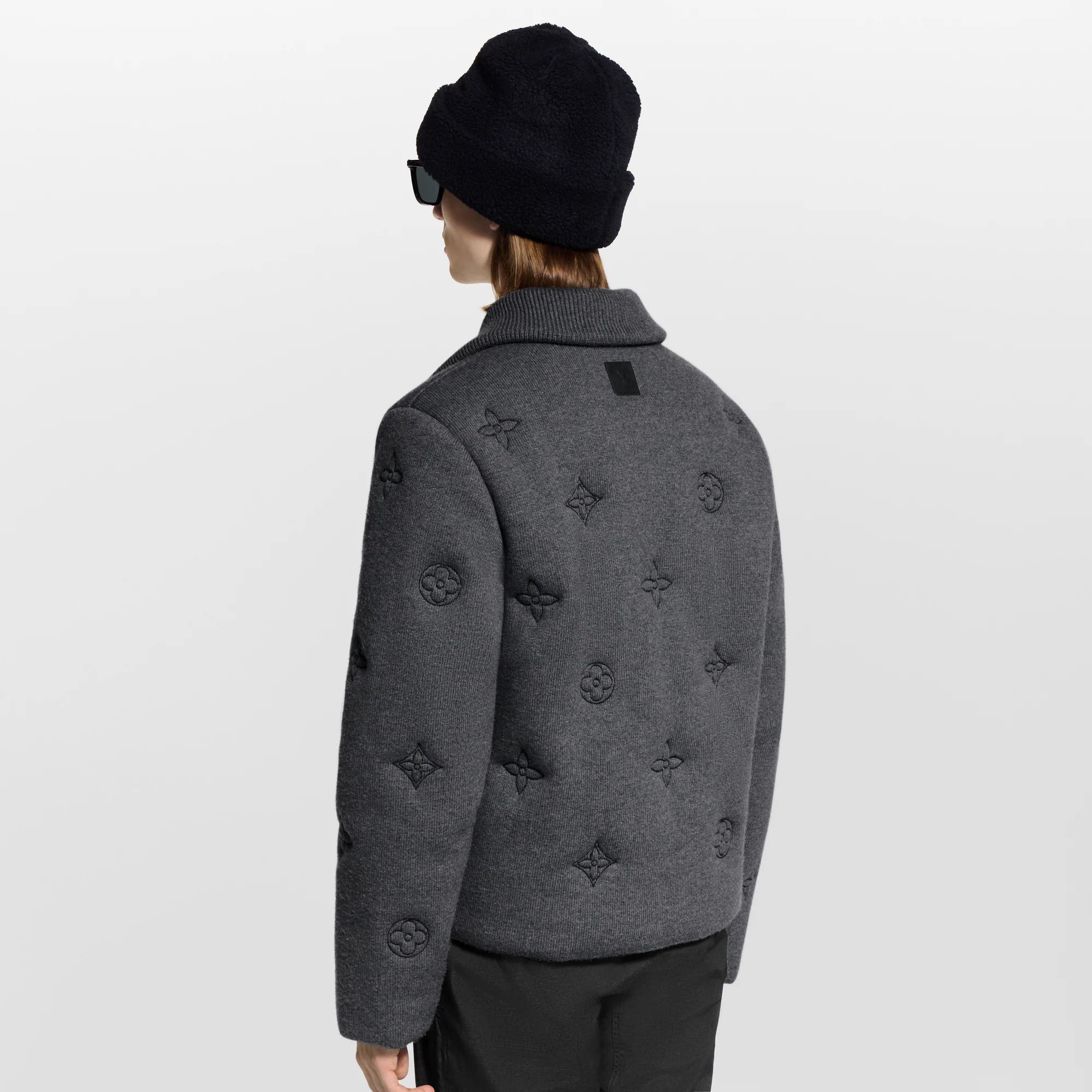 elegant monogram knitted down blouson